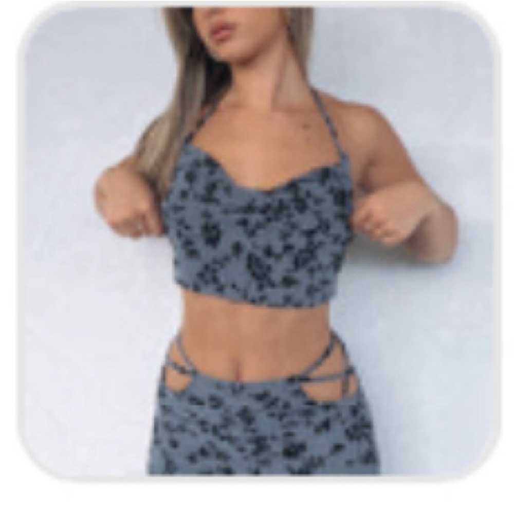 LAST CHANCE White Fox halter top in Charcoal Velvey